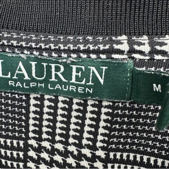 Lauren Ralph Lauren Shirt Womens Medium Black Houndstooth Plaid - Picture 2 of 8